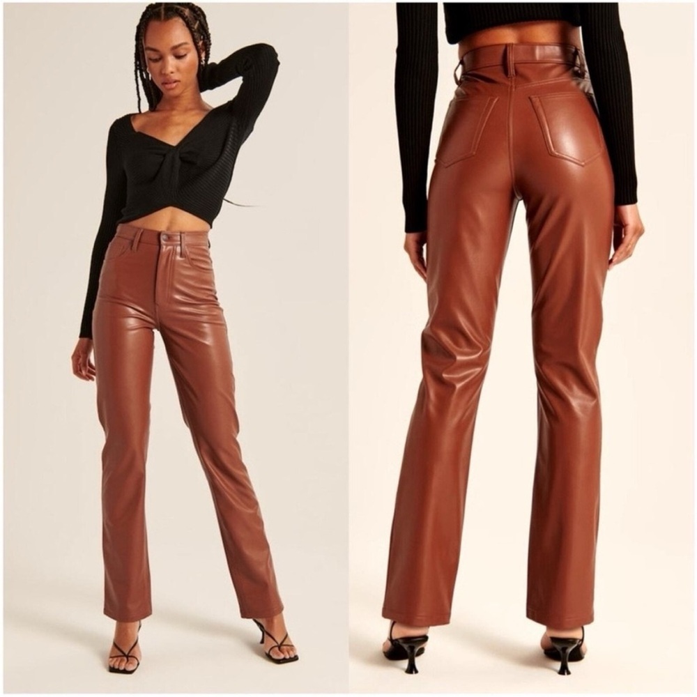 NWT Abercrombie & Fitch 90s Straight Laux Leather Pants